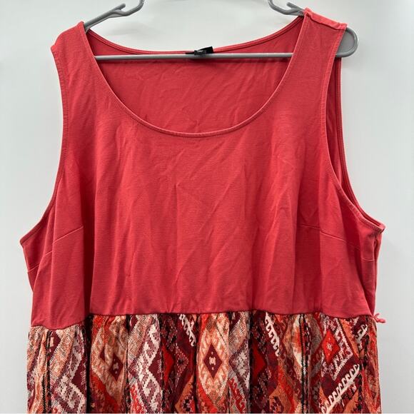 Torrid Maxi Studio Luxe Ponte Sleeveless Pink, Orange & Tan Geometric Dress 4X - Picture 4 of 13